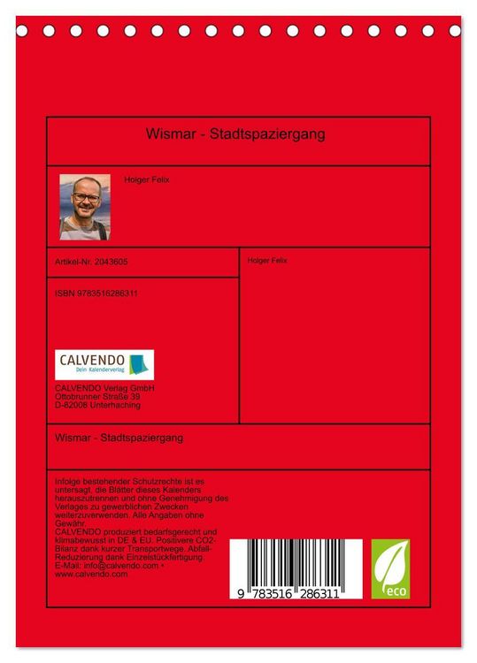 Produktbild: Wismar - Stadtspaziergang (Tischkalender 2026 DIN A5 hoch), CALVENDO Monatskalender