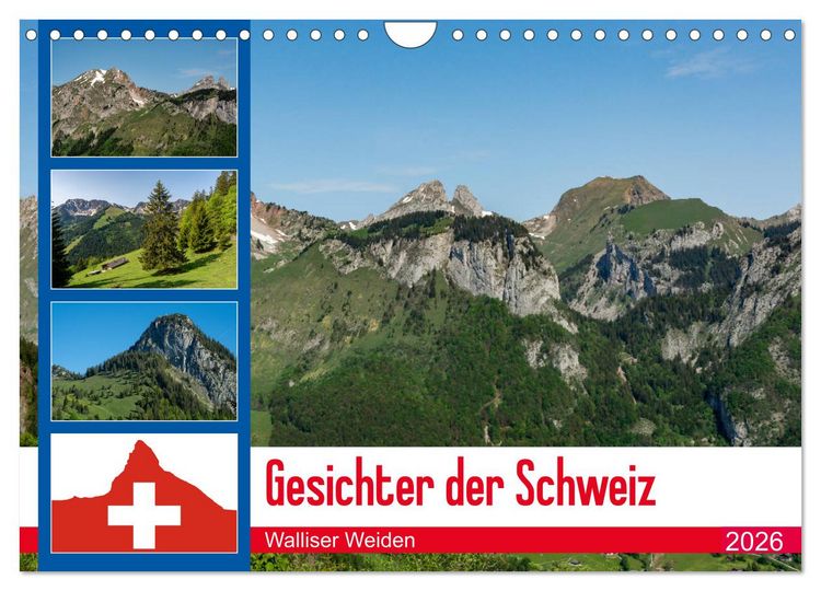 Produktbild: Gesichter der Schweiz - Walliser Weiden (Wandkalender 2026 DIN A4 quer), CALVENDO Monatskalender