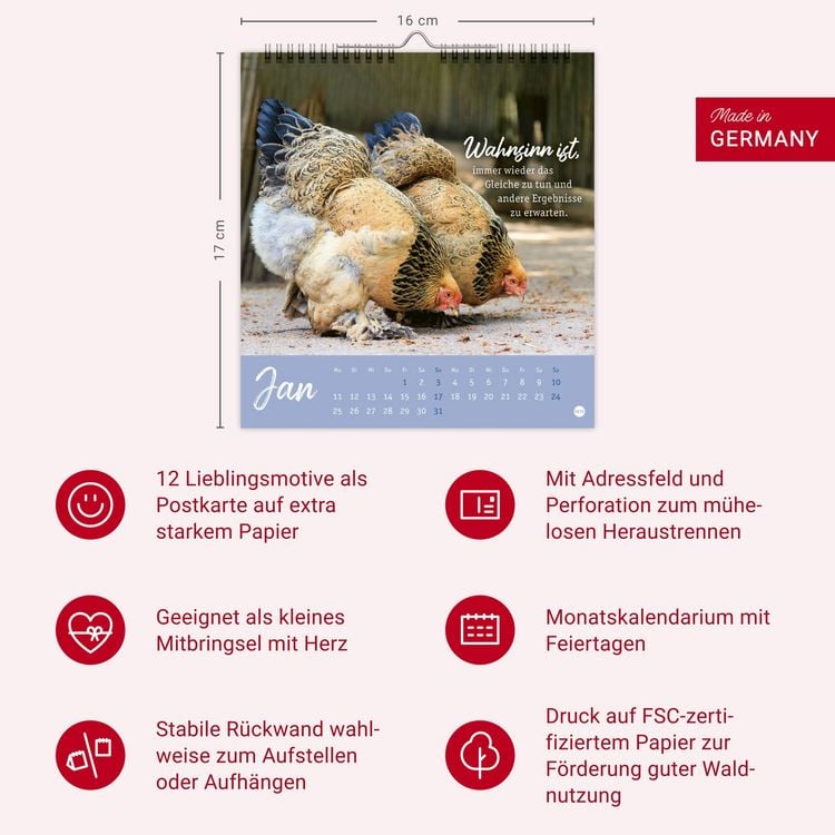 Produktbild: H&uuml;hner Postkartenkalender 2027 - Ach, du verr&uuml;cktes Huhn!