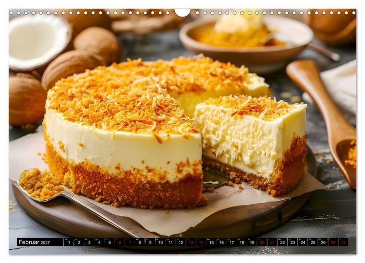 Produktbild: K&auml;sekuchen Kalender - K&ouml;stliche Dessertmomente (Wandkalender 2027 DIN A3 quer), CALVENDO Monatskalender