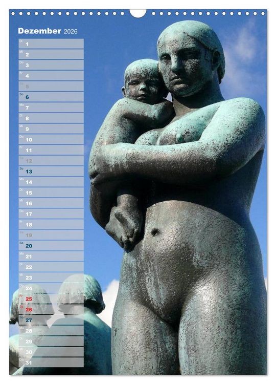 Produktbild: Skulpturen im Vigeland-Park Oslo (Wandkalender 2026 DIN A3 hoch), CALVENDO Monatskalender