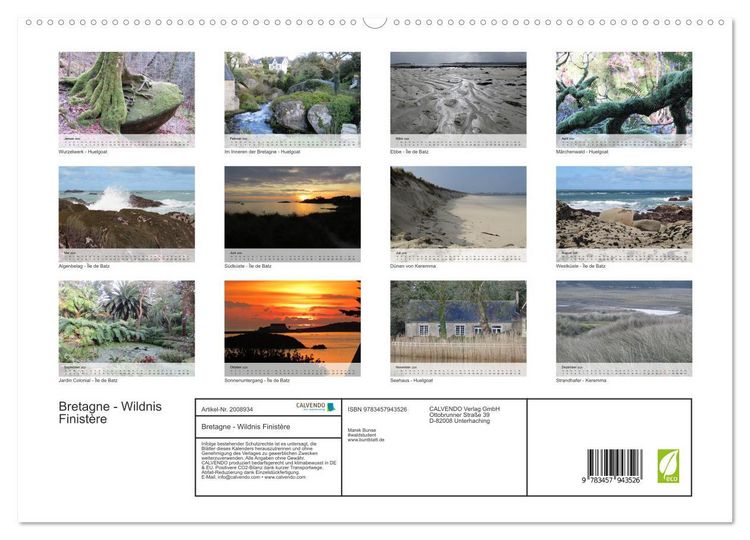 Produktbild: Bretagne - Wildnis Finist&egrave;re (hochwertiger Premium Wandkalender 2026 DIN A2 quer), Kunstdruck in Hochglanz