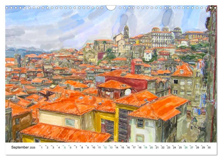 Produktbild: Porto - Ansichten in Aquarell (Wandkalender 2026 DIN A3 quer), CALVENDO Monatskalender