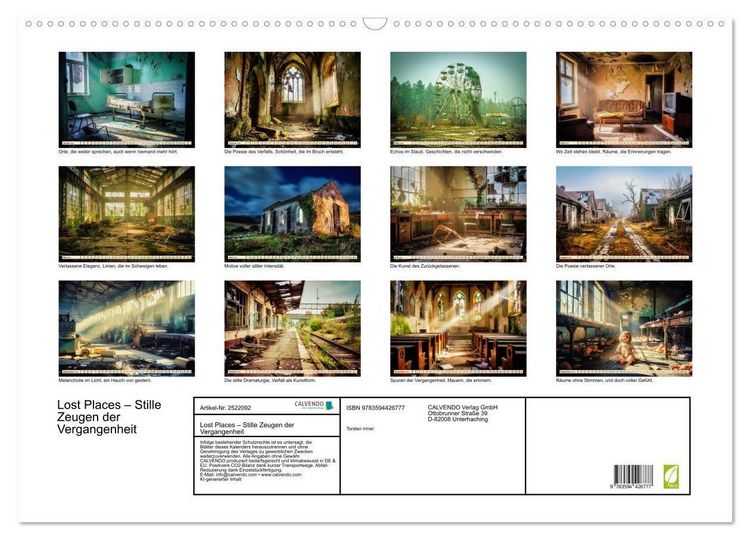 Produktbild: Lost Places &ndash; Stille Zeugen der Vergangenheit (Wandkalender 2027 DIN A2 quer), CALVENDO Monatskalender