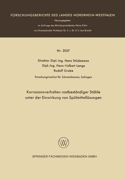 Produktbild: Korrosionsverhalten rostbeständiger Stähle unter der Einwirkung von Spülmittellösungen