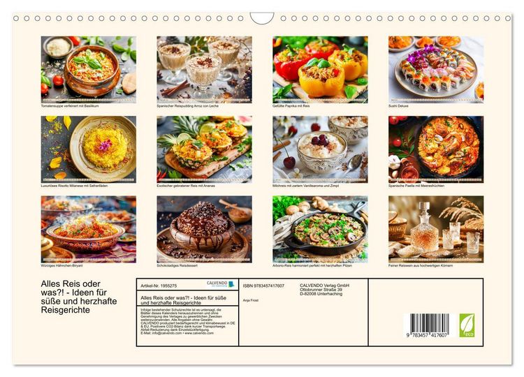 Produktbild: Alles Reis oder was?! - Ideen f&uuml;r s&uuml;&szlig;e und herzhafte Reisgerichte (Wandkalender 2026 DIN A3 quer), CALVENDO Monatskalender