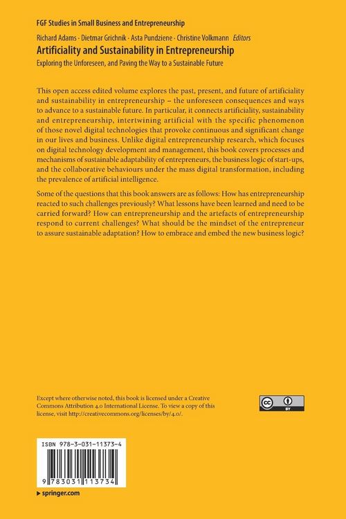 Produktbild: Artificiality and Sustainability in Entrepreneurship