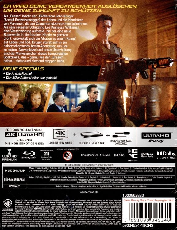 Produktbild: Eraser Steelbook (4K-UHD+Blu-ray)