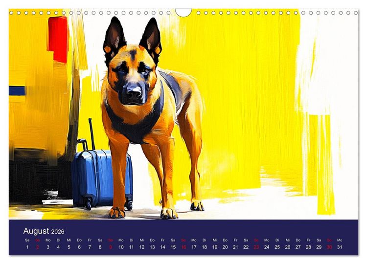 Produktbild: Loyaler Malinois. Belgische Sch&auml;ferhunde im Aquarell-Stil (Wandkalender 2026 DIN A3 quer), CALVENDO Monatskalender