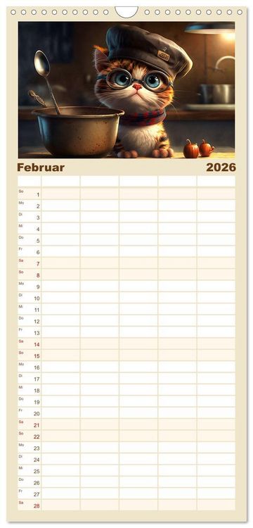 Produktbild: Familienplaner 2026 - Lustige K&auml;tzchen mit 5 Spalten (Wandkalender, 21 x 45 cm) CALVENDO