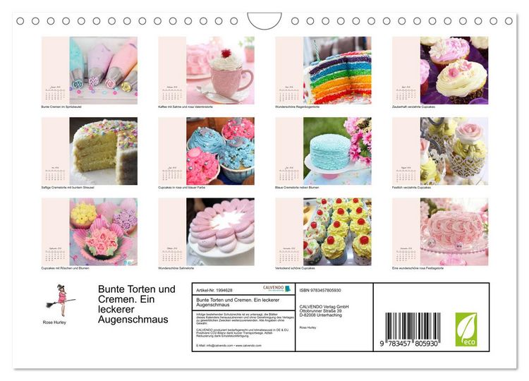 Produktbild: Bunte Torten und Cremen. Ein leckerer Augenschmaus (Wandkalender 2026 DIN A4 quer), CALVENDO Monatskalender