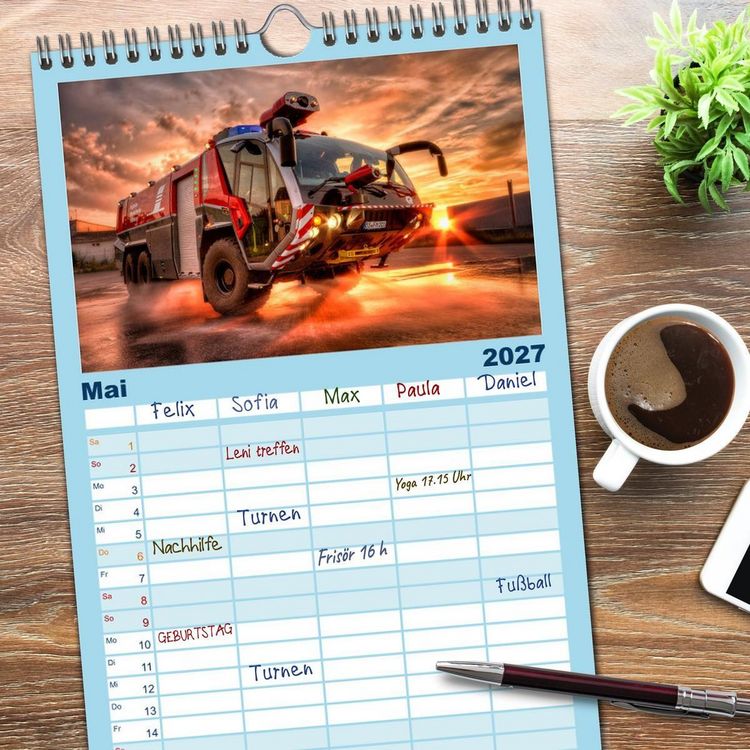 Produktbild: Familienplaner 2027 - Berufsfeuerwehr Braunschweig mit 5 Spalten (Wandkalender, 21 x 45 cm) CALVENDO