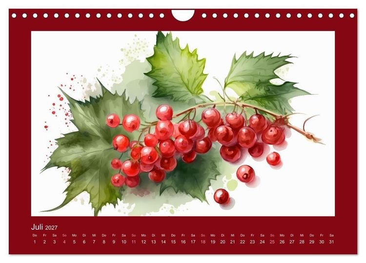 Produktbild: Fr&uuml;chte in Wasserfarben - Fruchtige KI-Kunst f&uuml;r das ganze Jahr (Wandkalender 2027 DIN A4 quer), CALVENDO Monatskalender