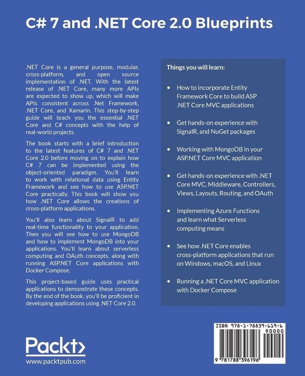 Produktbild: C# 7 and .NET Core 2.0 Blueprints