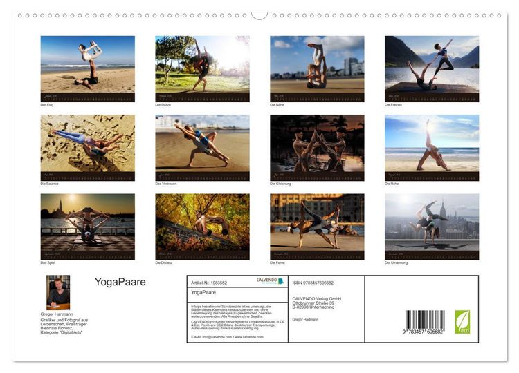 Produktbild: YogaPaare (hochwertiger Premium Wandkalender 2026 DIN A2 quer), Kunstdruck in Hochglanz