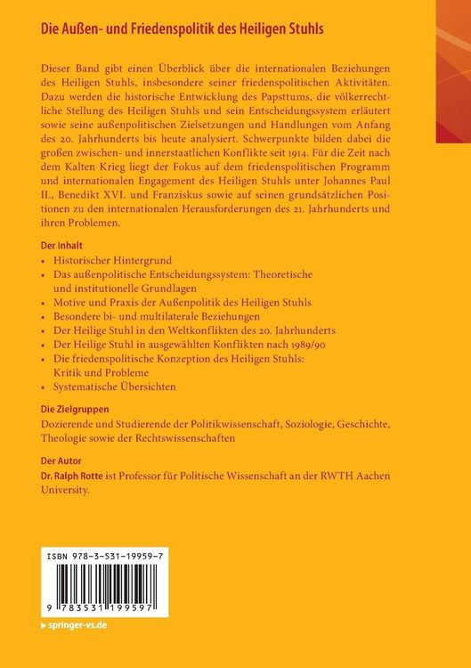 Produktbild: Die Au&szlig;en- und Friedenspolitik des Heiligen Stuhls