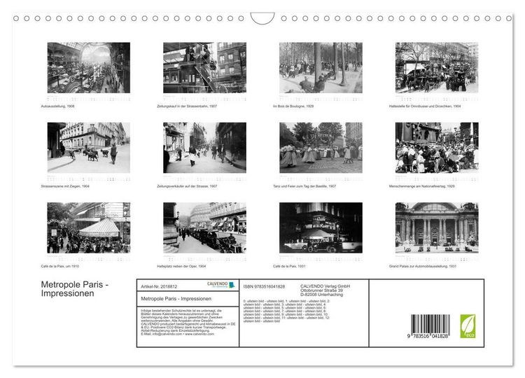 Produktbild: Metropole Paris - Impressionen (Wandkalender 2026 DIN A3 quer), CALVENDO Monatskalender
