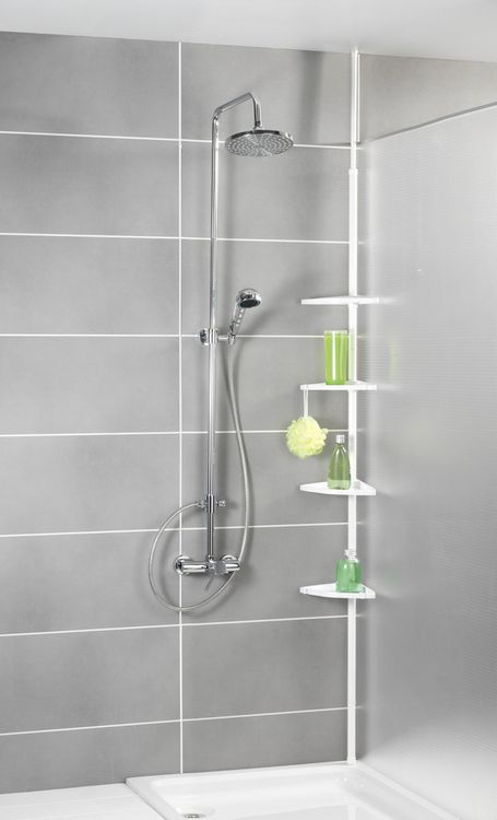 Produktbild: Teleskop Duschecke Compact Wei&szlig;, mit 4 Ablagen