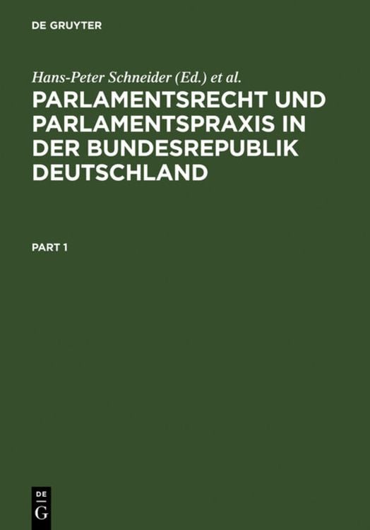 Produktbild: Parlamentsrecht und Parlamentspraxis in der Bundesrepublik Deutschland