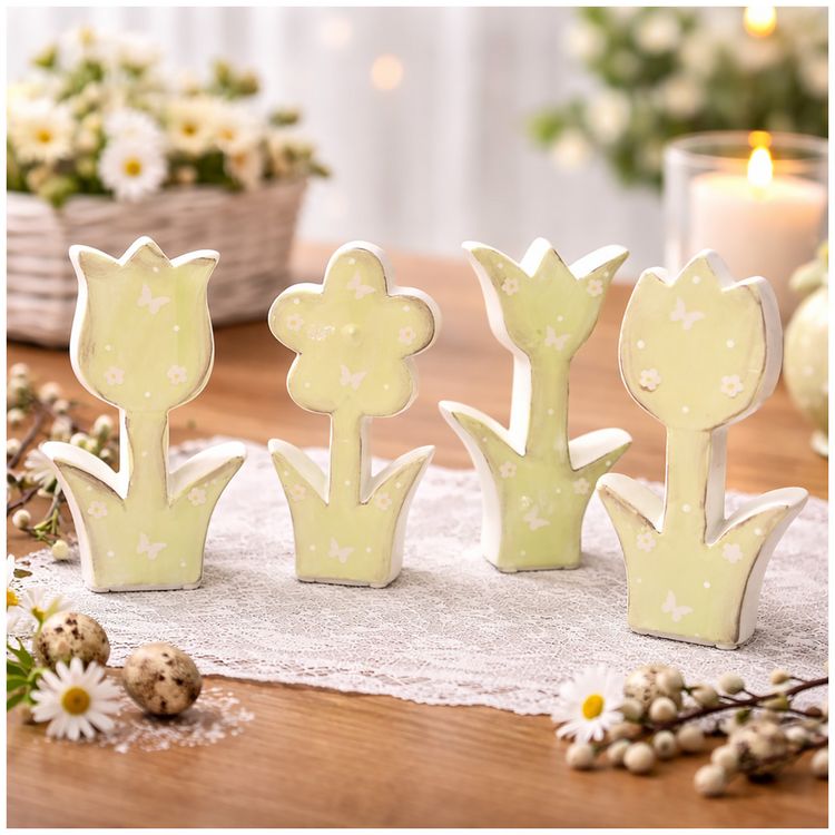 Produktbild: HTI-Living Blumen Spring Festival Green 4er Set Blumen Spring Festival Green 4er Set