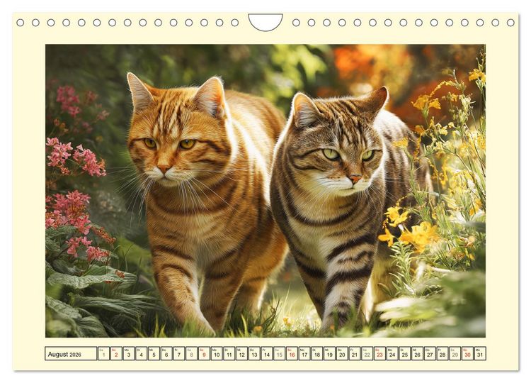 Produktbild: Geliebte Katzen. Unsere zauberhaften Hauskatzen im Garten (Wandkalender 2026 DIN A4 quer), CALVENDO Monatskalender