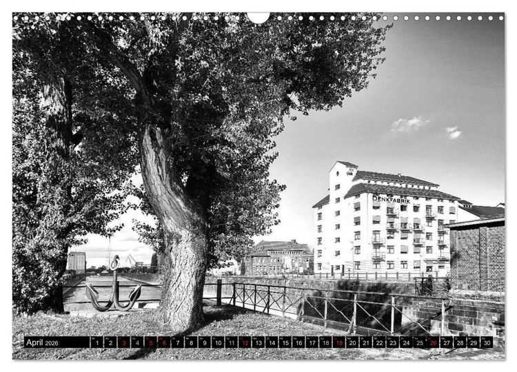 Produktbild: Magdeburg in Schwarz - Wei&szlig; (Wandkalender 2026 DIN A3 quer), CALVENDO Monatskalender