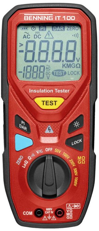 Produktbild: Benning IT 100 Isolationsmessger&auml;t 50 V, 100 V, 250 V, 500 V, 1000V 20 GΩ