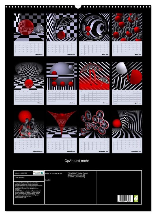 Produktbild: OpArt und mehr (Wandkalender 2026 DIN A2 hoch), CALVENDO Monatskalender