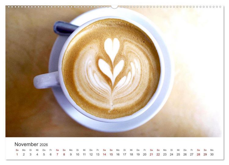 Produktbild: Kaffeekunst - Purer Genuss (Wandkalender 2026 DIN A2 quer), CALVENDO Monatskalender