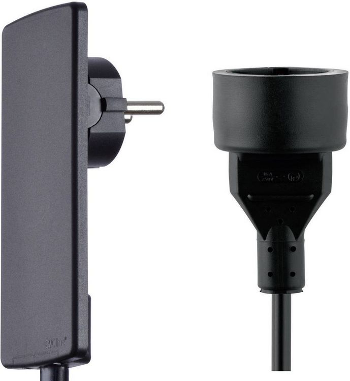 Produktbild: EVOline 151000155100 Strom Verl&auml;ngerungskabel 16A Schwarz 1.50m H05VV-F 3G 1,5mm&sup2;