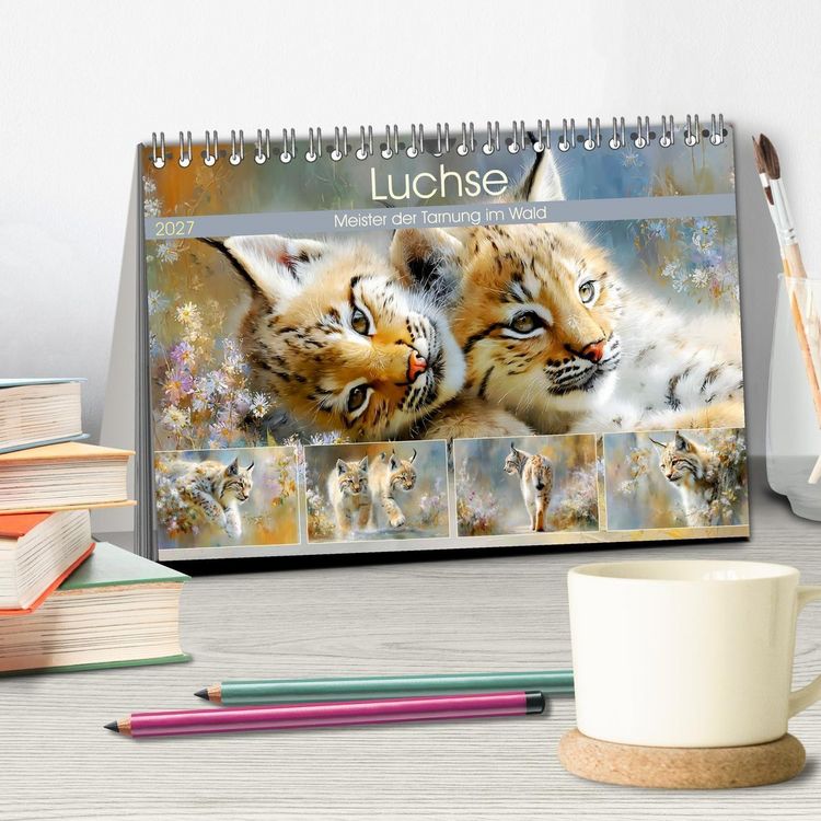 Produktbild: Luchse. Meister der Tarnung im Wald (Tischkalender 2027 DIN A5 quer), CALVENDO Monatskalender