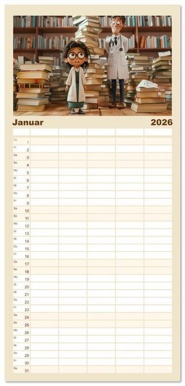 Produktbild: Familienplaner 2026 - Nur ein paar Semester Medizin mit 5 Spalten (Wandkalender, 21 x 45 cm) CALVENDO