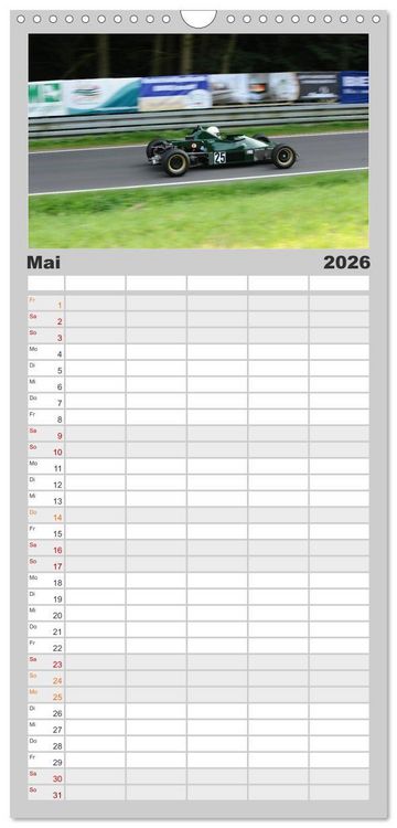 Produktbild: Familienplaner 2026 - Formelrennwagen am Berg mit 5 Spalten (Wandkalender, 21 x 45 cm) CALVENDO