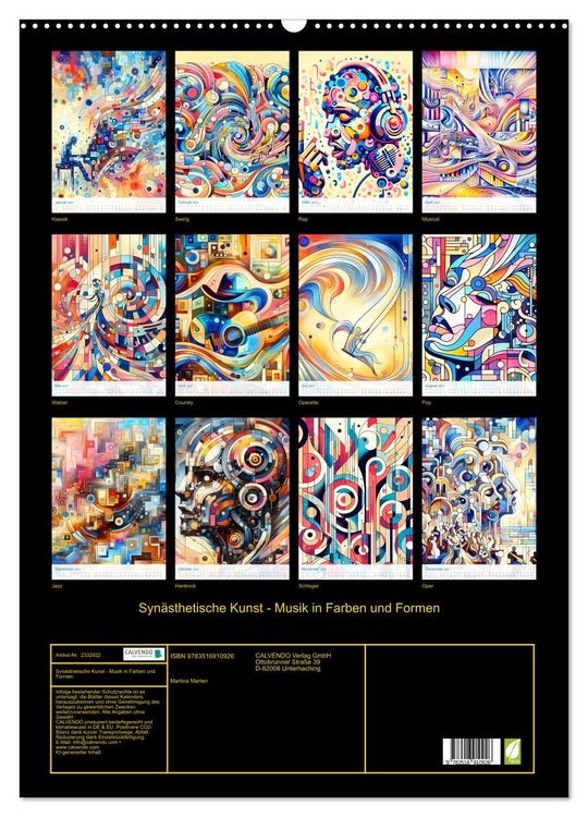 Produktbild: Syn&auml;sthetische Kunst - Musik in Farben und Formen (Wandkalender 2027 DIN A2 hoch), CALVENDO Monatskalender