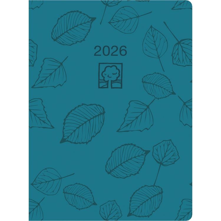 Produktbild: Taschenkalender türkis 2026 - Bürokalender 10,2x14,2 - 1 Tag auf 1 Seite - robuster Kartoneinband - Stundeneinteilung 7-19 Uhr - Blauer Engel - 610-07