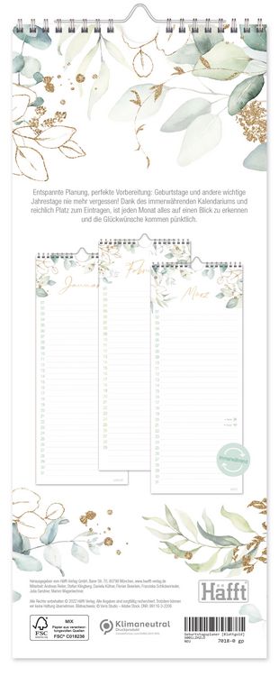 Produktbild: Geburtstagsplaner Wandkalender kompakt