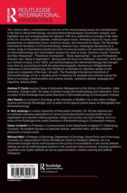 Produktbild: The Routledge International Handbook of Ethnomethodology