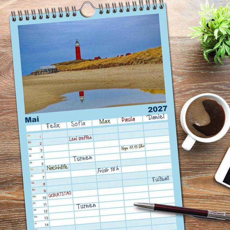 Produktbild: Familienplaner 2027 - Texel &ndash; Eine Insel die verzaubert mit 5 Spalten (Wandkalender, 21 x 45 cm) CALVENDO