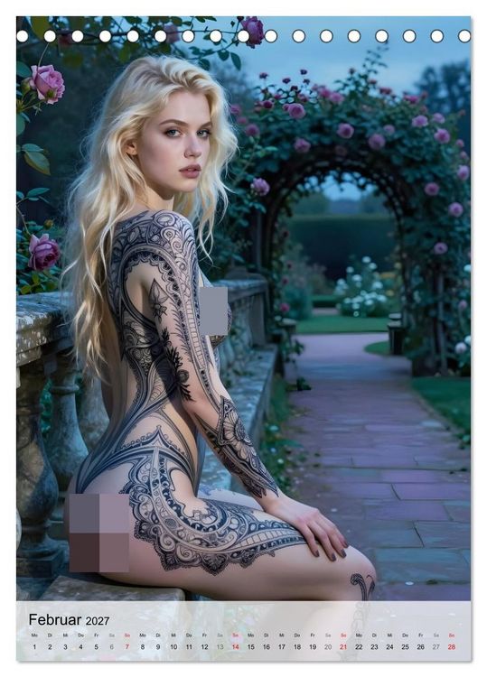 Produktbild: Tattoo Engel (Tischkalender 2027 DIN A5 hoch), CALVENDO Monatskalender
