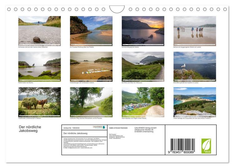 Produktbild: Der n&ouml;rdliche Jakobsweg (Wandkalender 2026 DIN A4 quer), CALVENDO Monatskalender