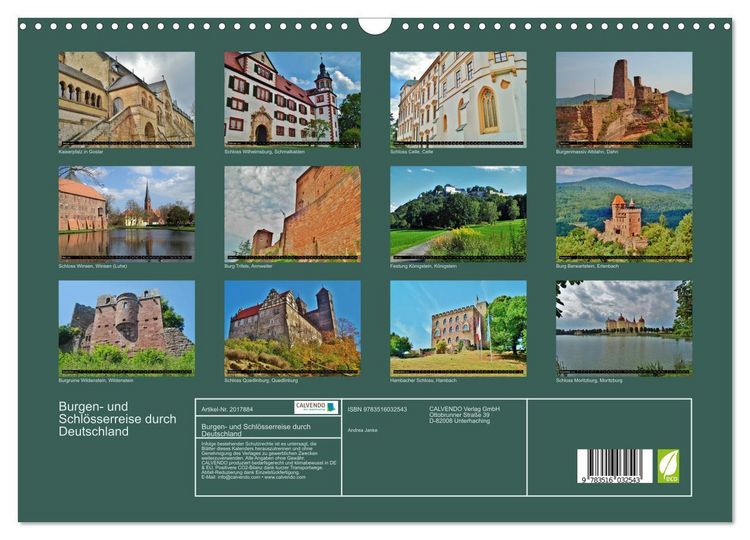 Produktbild: Burgen- und Schl&ouml;sserreise durch Deutschland (Wandkalender 2026 DIN A3 quer), CALVENDO Monatskalender