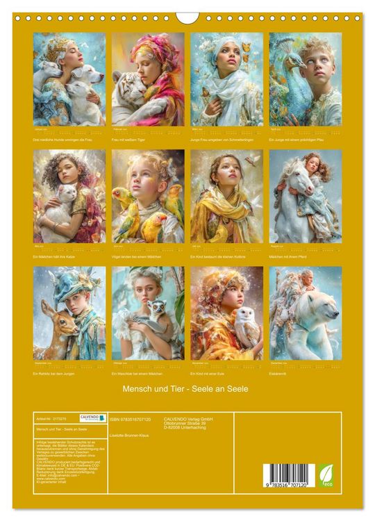 Produktbild: Mensch und Tier - Seele an Seele (Wandkalender 2026 DIN A3 hoch), CALVENDO Monatskalender