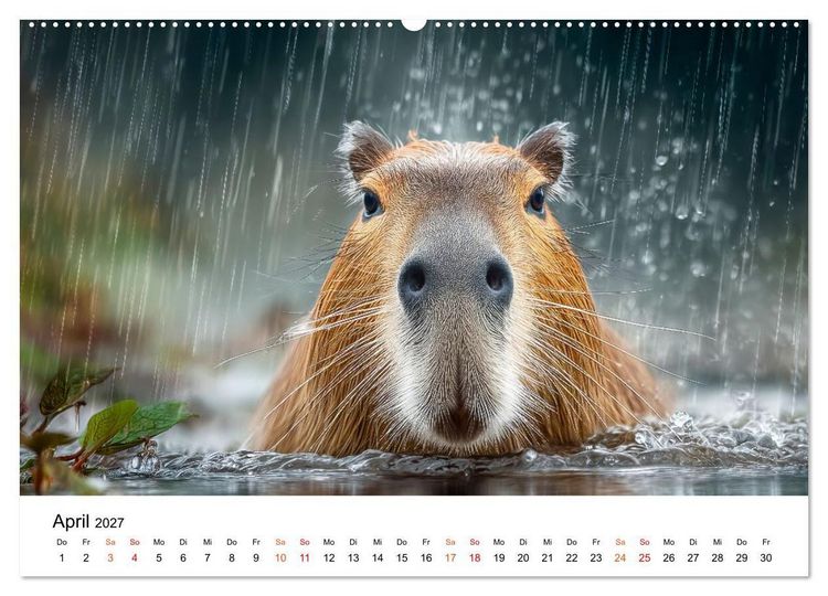 Produktbild: Capybara - die Ruhe als Lebensform (hochwertiger Premium Wandkalender 2027 DIN A2 quer), Kunstdruck in Hochglanz