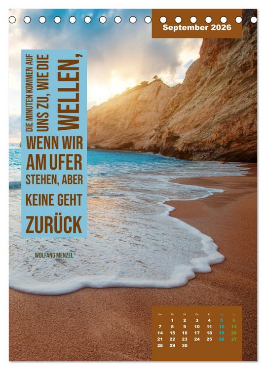 Produktbild: Verr&uuml;ckt nach MEER - Wellen - Strand - Zitate (Tischkalender 2026 DIN A5 hoch), CALVENDO Monatskalender