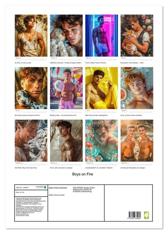Produktbild: Boys on Fire (Wandkalender 2026 DIN A2 hoch), CALVENDO Monatskalender