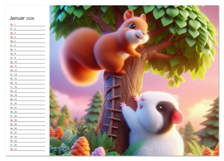 Produktbild: Knuddel und Kuschel (Tischkalender 2026 DIN A5 quer), CALVENDO Monatskalender