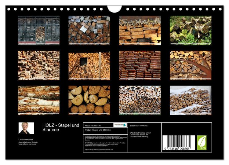 Produktbild: HOLZ - Stapel und St&auml;mme (Wandkalender 2026 DIN A4 quer), CALVENDO Monatskalender