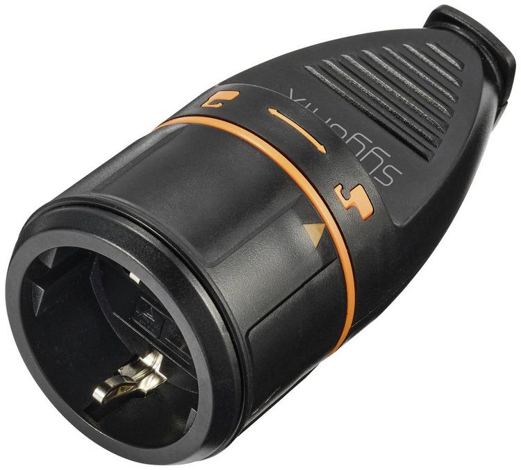 Produktbild: Sygonix SY-5597566 Schutzkontaktkupplung Kunststoff verriegelbar 250 V/AC Schwarz, Orange