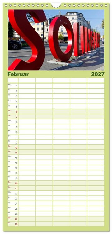 Produktbild: Familienplaner 2027 - Solinger Bilderbogen 2027 mit 5 Spalten (Wandkalender, 21 x 45 cm) CALVENDO
