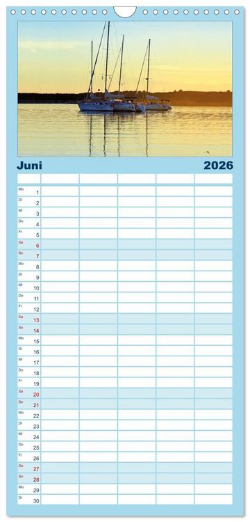 Produktbild: Familienplaner 2026 - Leidenschaft Segeln mit 5 Spalten (Wandkalender, 21 x 45 cm) CALVENDO